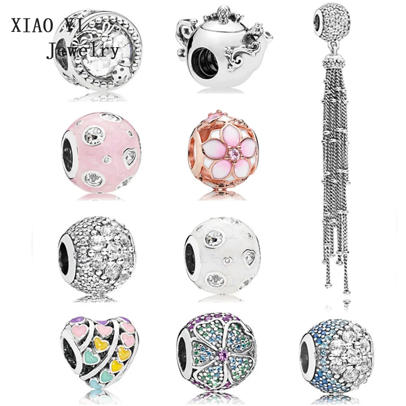 

XIAOYI 100% 925 pure silver charm fun love rose magnolia magic new beautiful charm beads suitable for matching basic bracelet