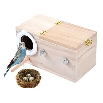 

Pet Bird House Parakeet Nest Box Bird House Budgie Box Box Breeding Wood Parrotlets Mating For Lovebirds H6T8