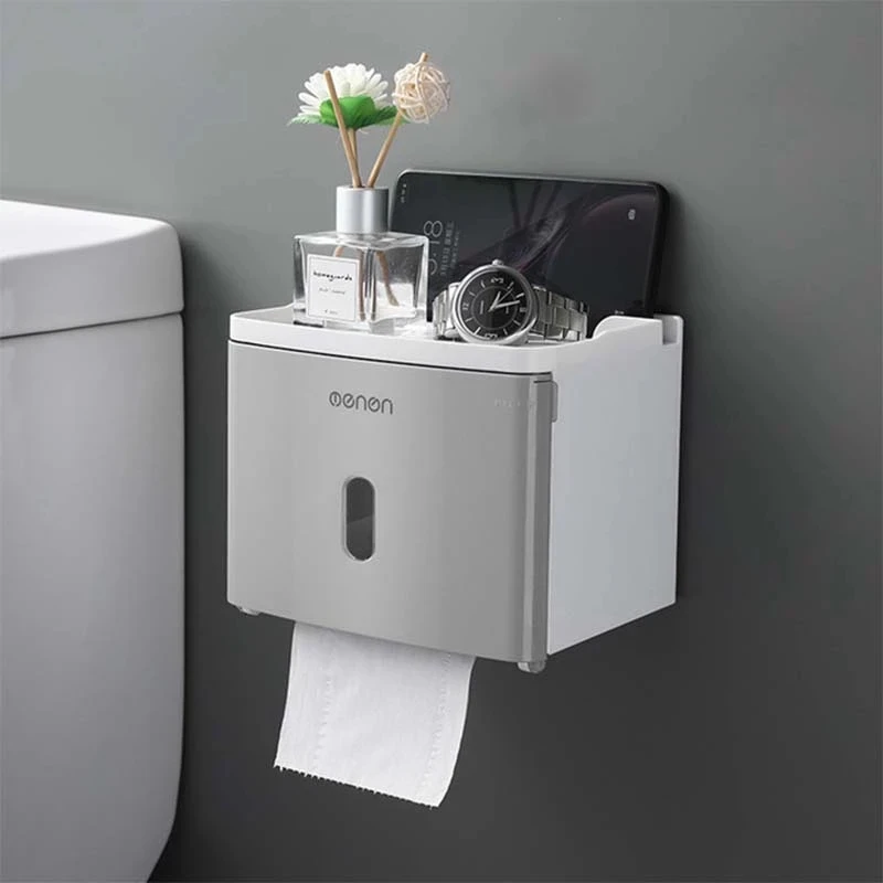 Toilet Paper Holder Waterproof Storage Box Wall Mounted