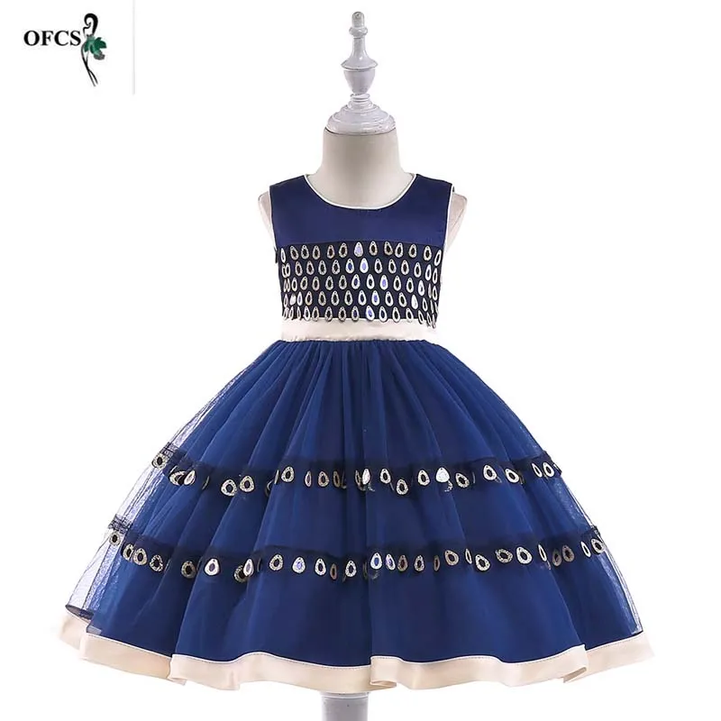 Детское платье с кисточками и пайетками платье принцессы для сцены для девочек от 4 до 12 лет, кружевное платье без рукавов для девочек
