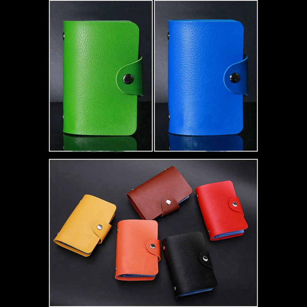 

1 Piece Pu Leather Fashion PU Leather Business Card Holder Organizer Hasp Men Women Bank Credit Card Holder Bag ID Card Wallet