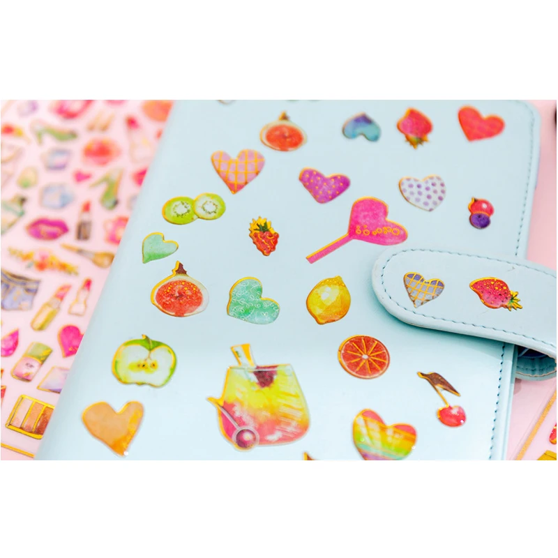 30packs Colorful Crystal Epoxy Planner Sticker Fruit DIY Scrapbook Sticker Diary Sticky Vsco Girl Phone Decoration Stickers