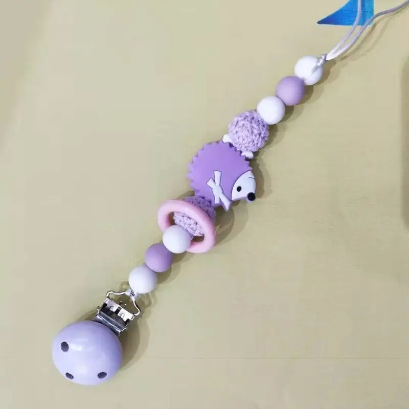 Lovely Hedgehog Shape Newborn Silicone Pacifier Chain Safety Teething Toy P31B