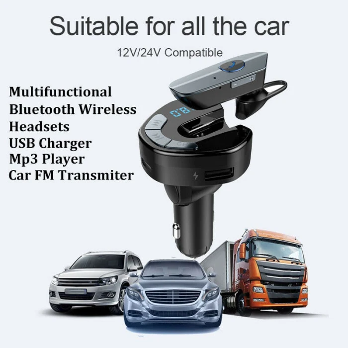 USB автомобильное беспроводное зарядное устройство для мобильного телефона Handsfree fm-передатчик MP3 с беспроводными Bluetooth наушниками SGA998