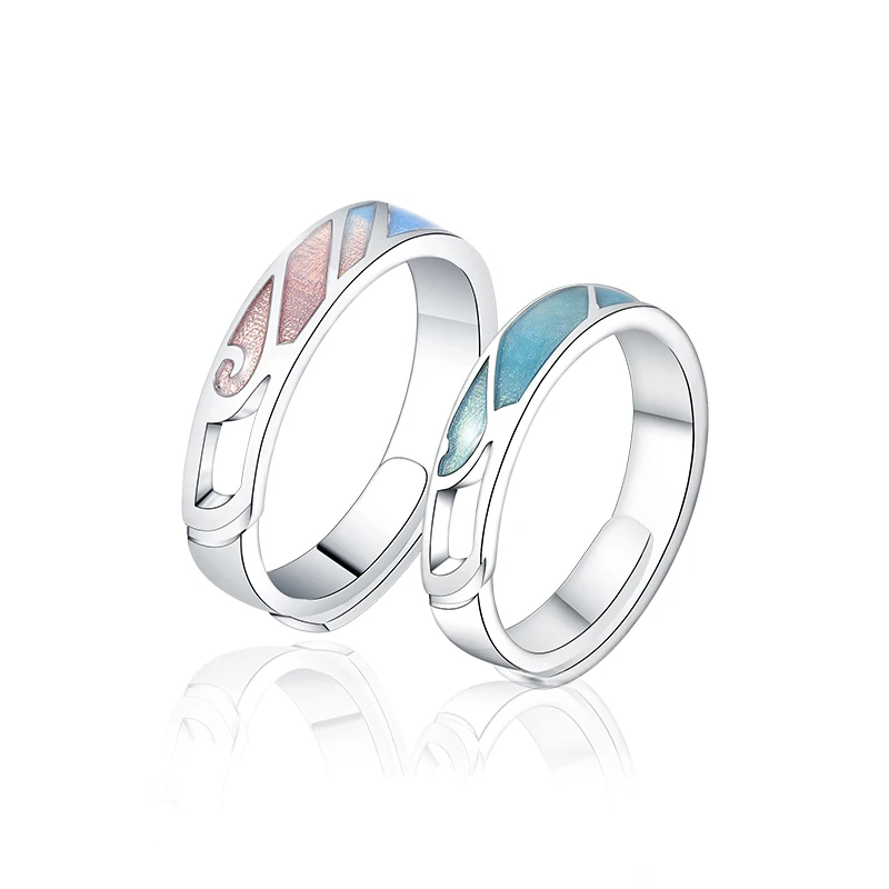 couple of rings Кольца Thaya с разноцветным градиентом, регулируемые ювелирные изделия, 925 серебряное кольцо, кольца для пар, подарок на помолвку - Цвет камня: couple of rings