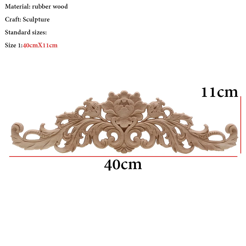 Европейское украшение ретро из натурального дерева аппликация Onlay наклейка резиновые фигурки Цветочная большая Роза Корона листья винтажный домашний декор - Цвет: 40cmX11cm