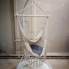 Гамак в богемном стиле с кистями, Хлопковый Канат, сетка, бежевое дерево, подвесное кресло, портативные весы с крюком, подвесное сиденье для внутреннего сада