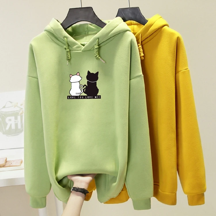 Kpop толстовки женские Kawaii Милая одежда Свободные повседневные трендовые утепленные толстовки с капюшоном пуловеры с длинным рукавом Новые