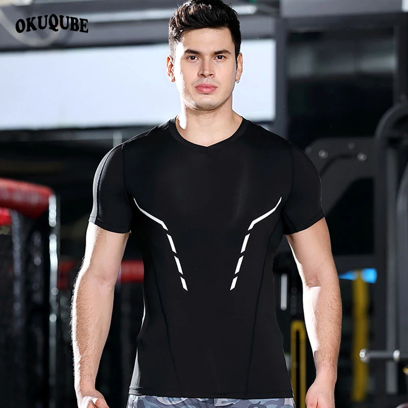 Мужская Светоотражающая футболка с круглым вырезом дышащая спортивная рубашка