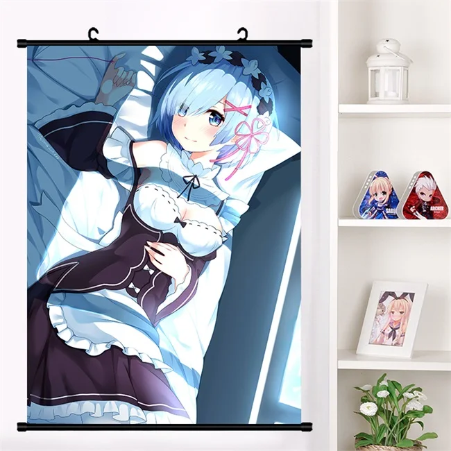 Аниме Re: zero kara hajimeru isekai seikatsu Rem Ram настенная прокрутка настенный плакат коллекция домашнего декора арт-подарки - Цвет: J