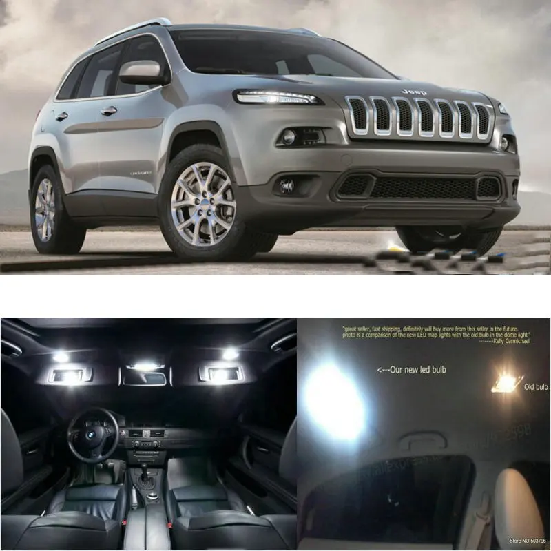 

LED Interior Car Lights For jeep cherokee room dome map reading foot door lamp error free 11pc