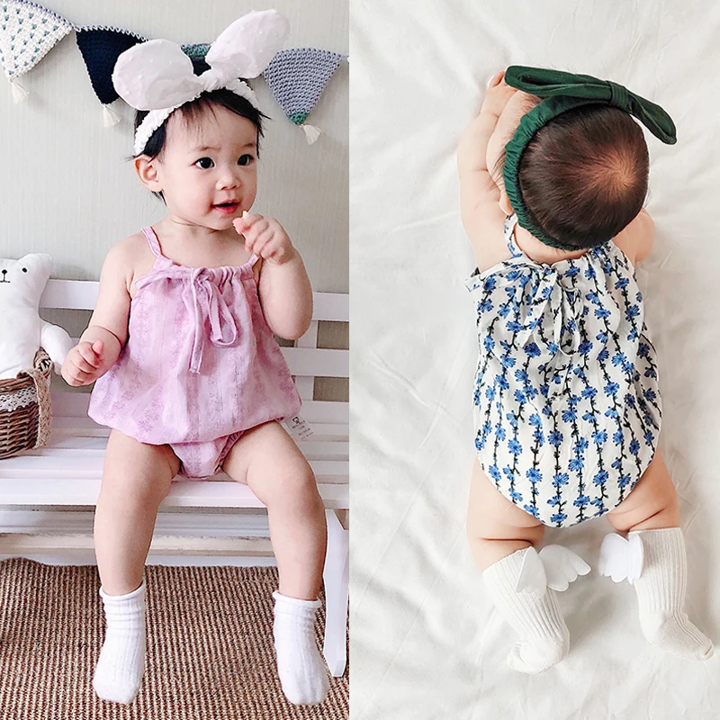 Baby Bodysuits comfotable Sleeveless Backless Summer Baby Girl Jumpsuit Casual Sunsuit Cute Cotton Outfits For 0-2Y Kids Newborn Rompers Baby Girl Clothes Bamboo fiber children's clothes