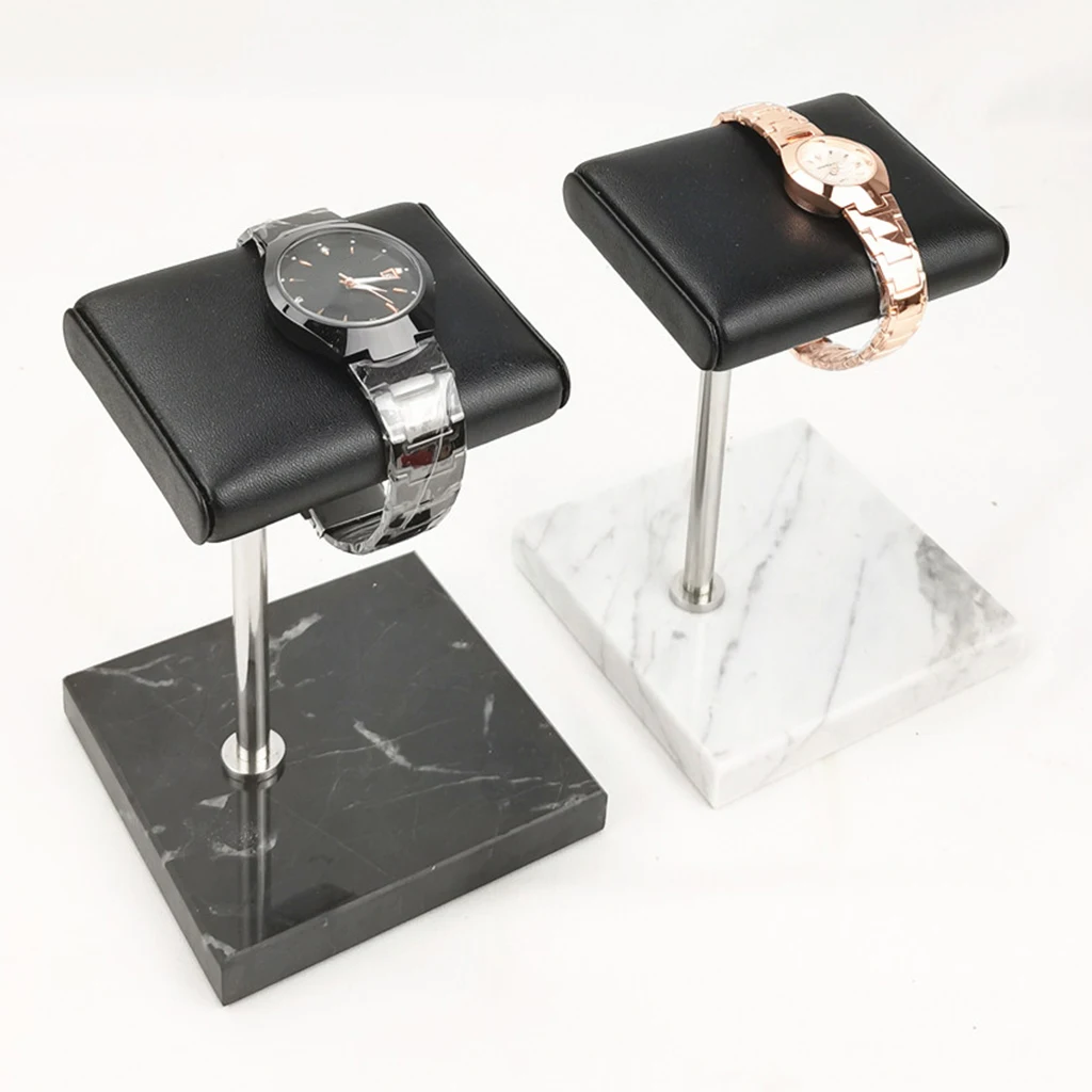 Watch Shop Display Stand Marble Watch Display Stand Black PU Leather Jewelry Stand for Bracelet Bangles