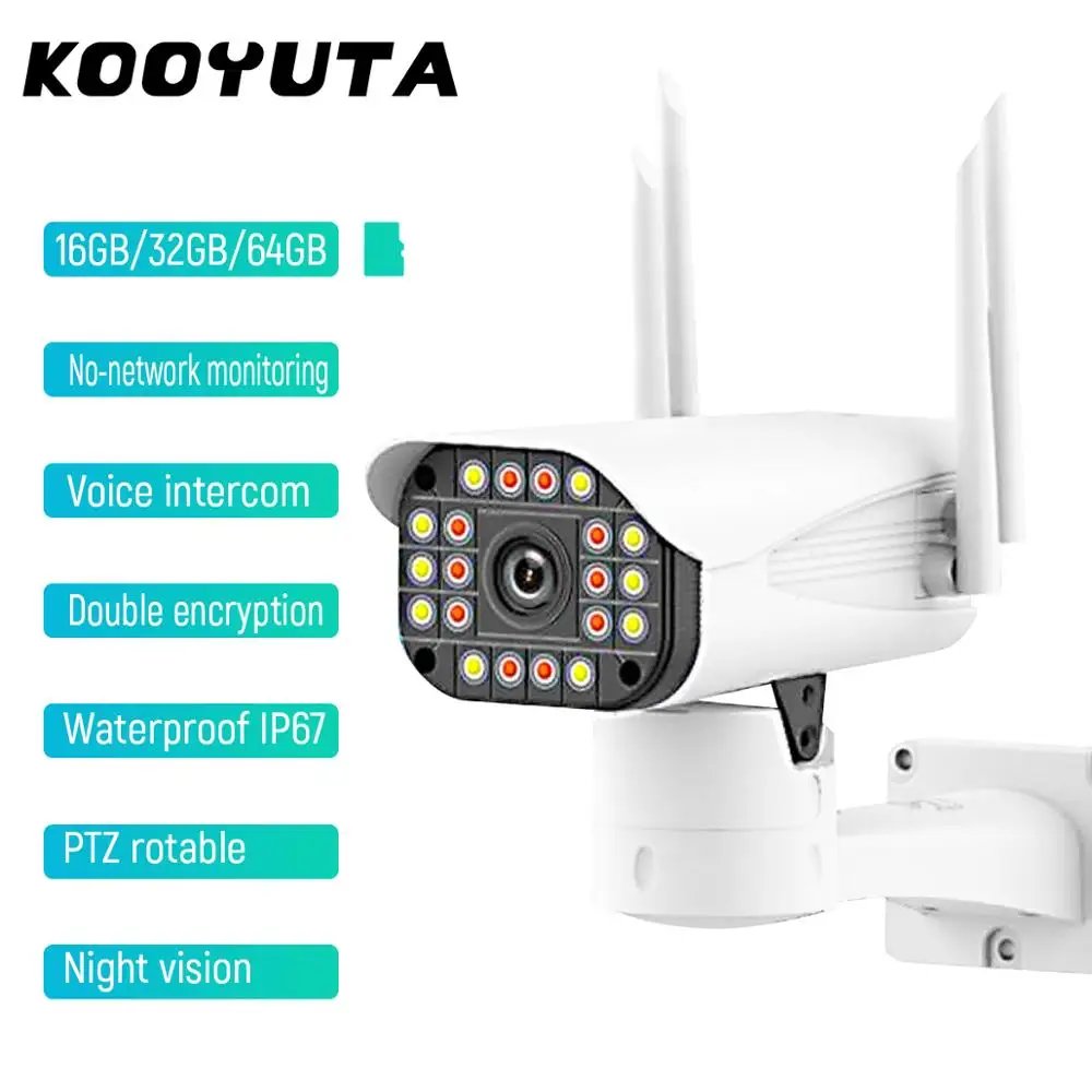 

Wireless Wifi Camera 2MP/4MP HD PTZ Rotating Infrared Nonetwork Monitoring Night Vision Waterproof IP67 Surveillance Camera