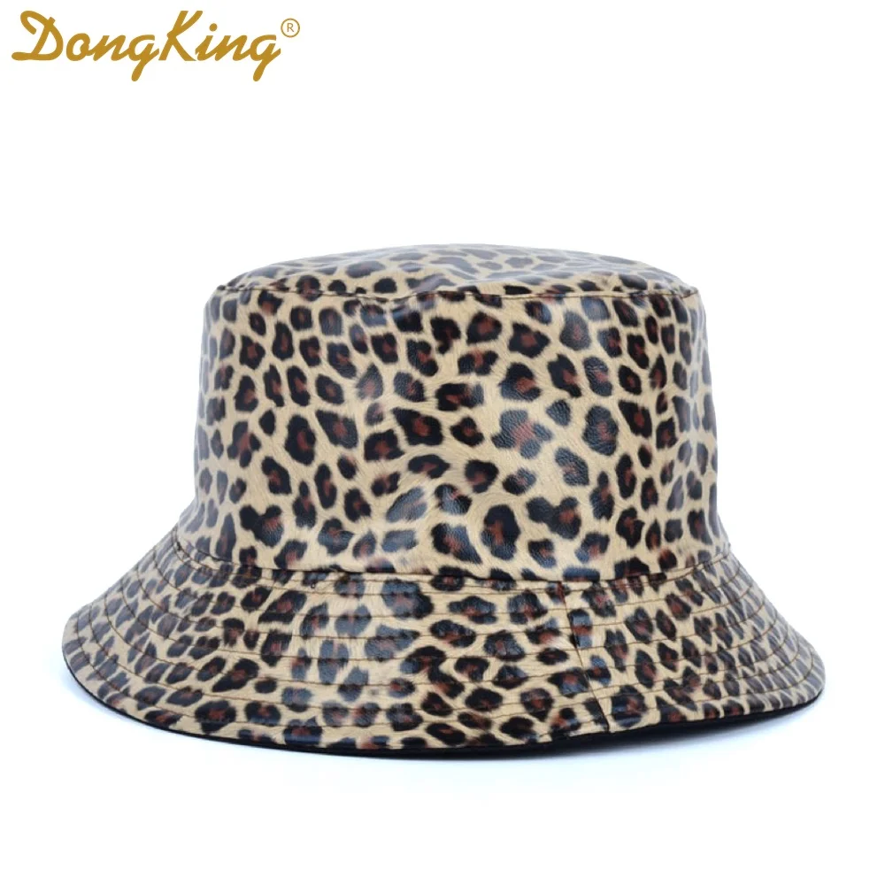 Yellow Leopard DongKing новая леопардовая шляпа с принтом, двусторонняя шляпа, одноцветная женская модная шляпа для путешествий, Панама, шляпа для рыбака - Цвет: Yellow Leopard