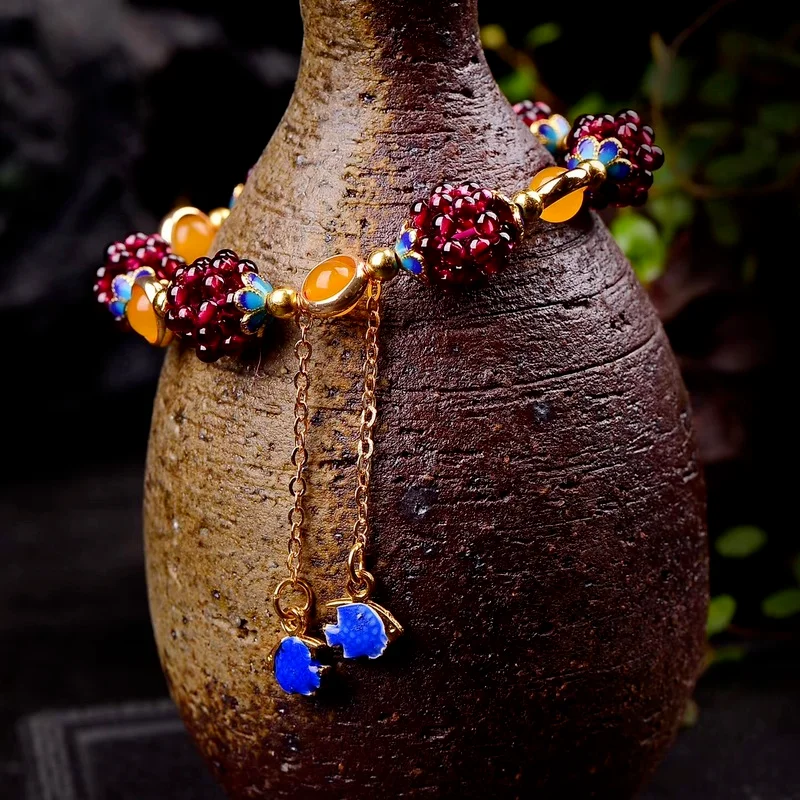 Bracelet Pierre Naturelle Motif Ethnique - Occasion En Bon état - Pas De Marque