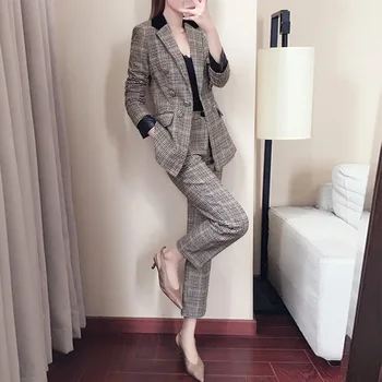 

Thousand Birds Grid Suit Coat Female Temperament Suit 2019 Pack Suit Suit Female 1579