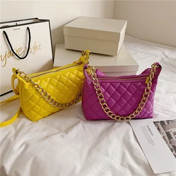 

New Arrival Textured Online Celebrity Small Bag Female 2020 New Style Korean-style Fashion Rhombus Chain Shoulder Single-shoulde
