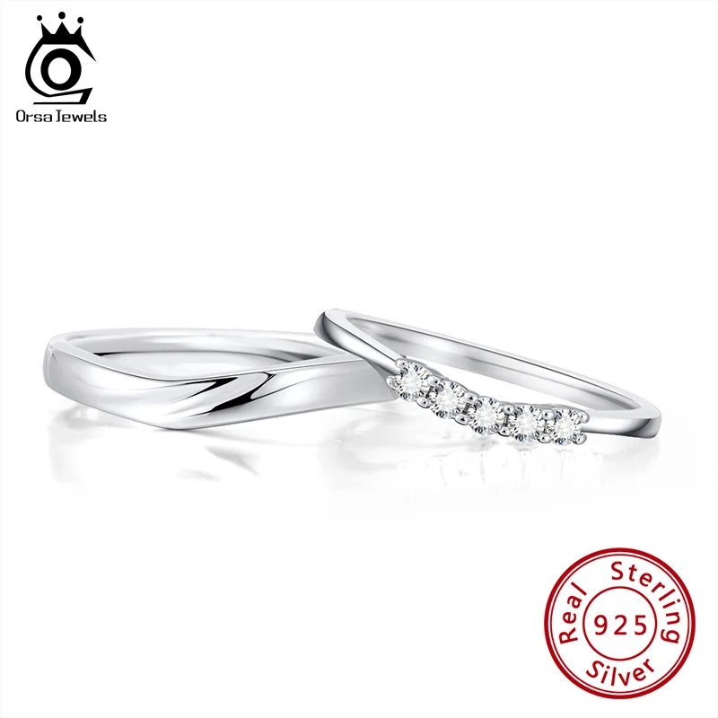 ORSA JEWELR Настоящее серебро 925 пробы Свадебные кольца с бриллиантом обручальное