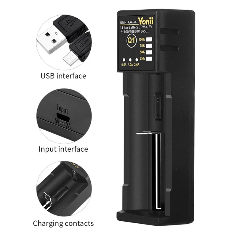 18650 зарядное устройство 26650 Usb Смарт никель-водород Aa Aaa 21700 одиночный слот литиевая батарея зарядное устройство
