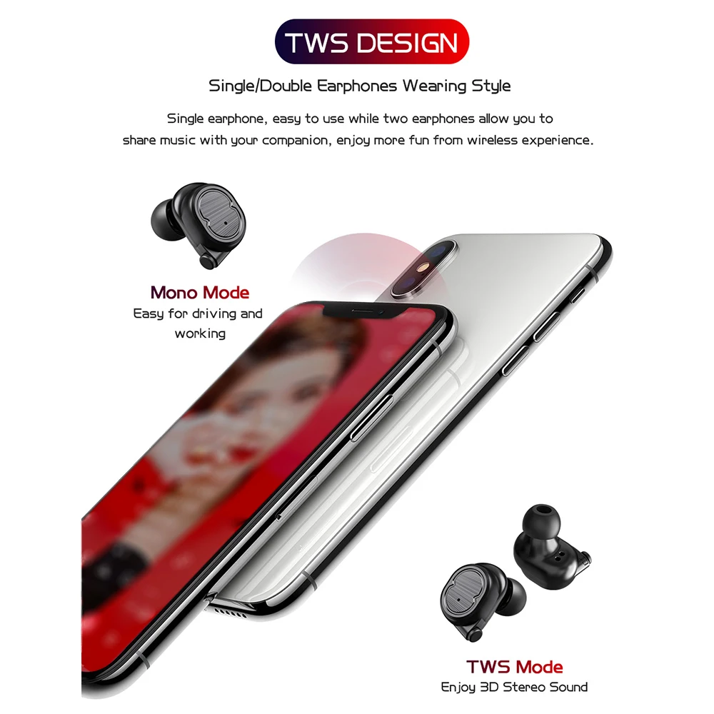 TWS 8plus Bluetooth наушники True беспроводные наушники BT5.0 стерео Бас спортивные наушники шумоподавление с микрофоном для телефонов