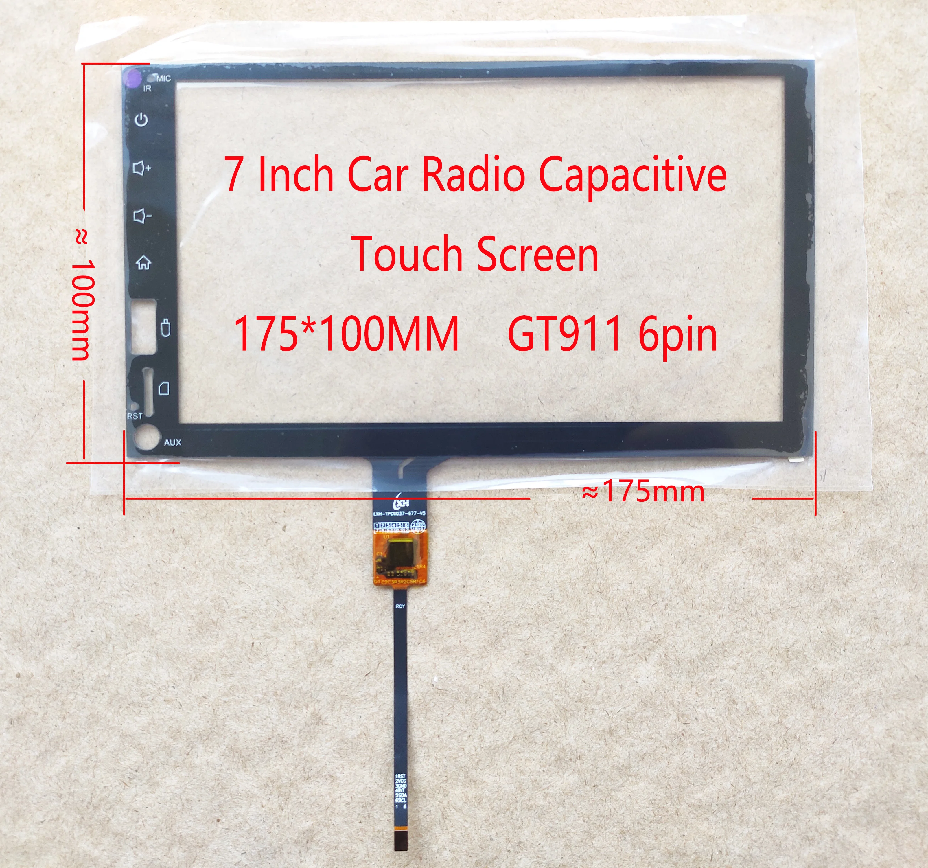 7 дюймов Автомобильный радиоприемник/ПК емкостный Сенсорный экран 175*100 мм GT911 6pin