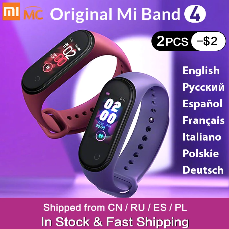 Xiaomi mi Band 4 Smart mi band 3 Цвета экран Браслет фитнес-трекер для измерения сердечного ритма Bluetooth 5,0 водонепроницаемый банда4