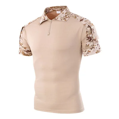 Уличная рубашка поло с коротким рукавом ACU CP пустынный камуфляж Тактическая Военная форма впитывает пот охотничий мужской армейский костюм - Цвет: 004