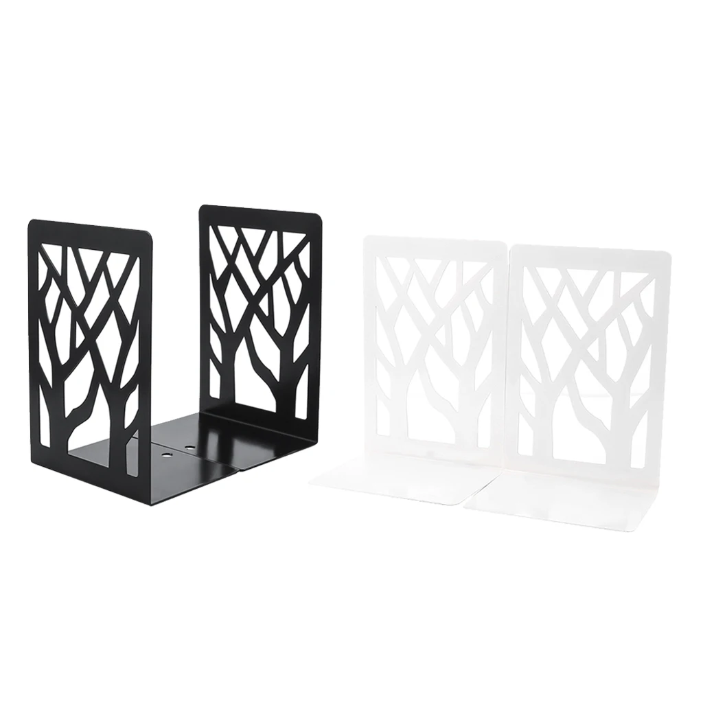 1Pair New Contemporary Mat Simple Metal Bookends Book Ends Pair Black