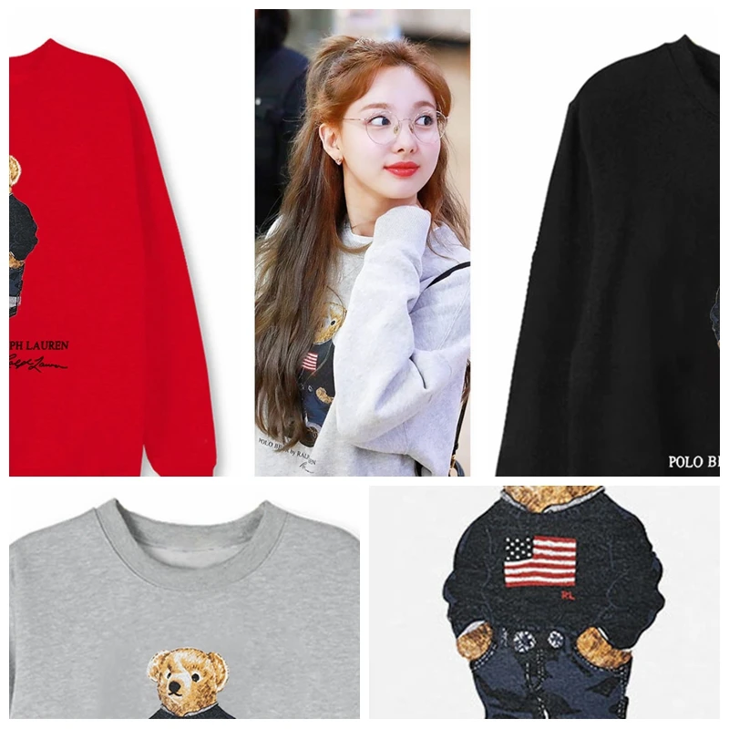 Twice Lim Na Yeon/толстовки с рисунком медведя из мультфильма, пуловеры для мужчин и женщин, свитер для пары, уличная одежда Kpop, топы, одежда, 4 цвета