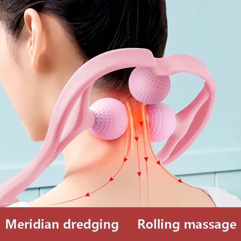 3-ball Rolling Cervical Massager Manual Neck Kneading Massage Tool 3D Ball Clip Home Pain Relief | Красота и здоровье