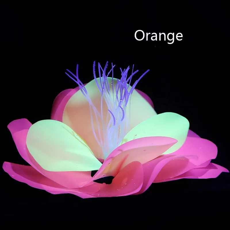 

Simulation Plant Fluorescent Flower Fish Tank Decoration Aquarium Ornament Landscape Water Lily Blooming Lotus Flower