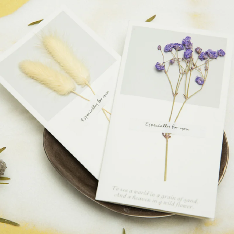 

1PCS birthday party dried flowers invitation dried flowers postcard wedding holiday flowers greeting card