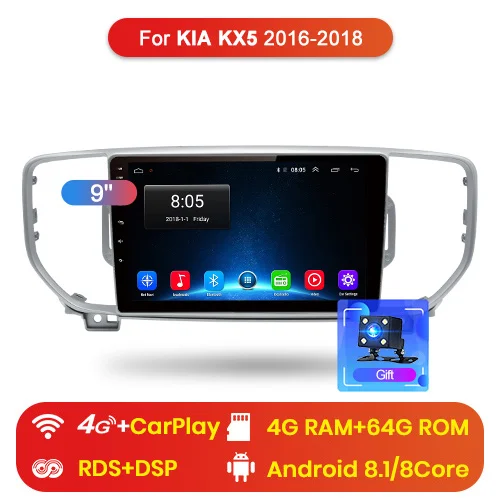 4G (4GB 64GB)16-18 Junsun 2G+ 32G Android 9,0 для KIA Sportage 4 KX5 Авто 2 din Радио стерео плеер Bluetooth gps навигация - Цвет: 4G (4GB 64GB)16-18