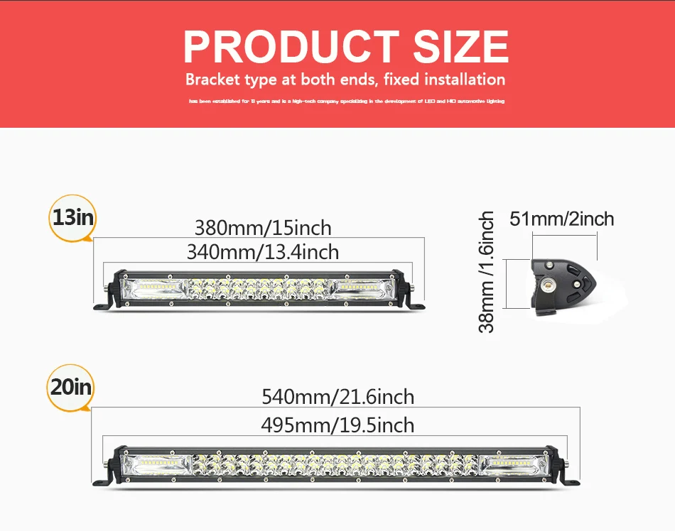 Slim LED Bar 7 inch 13 inch led light bar offroad Lamp for Driving Offroad Boat Car Tractor Truck 4x4 SUV ATV Auto 12V 24V