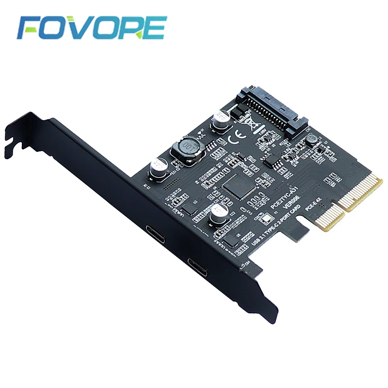 3.1 pcie pci e usb 3.1 4X Gen2 10 5gbpsの2ポートusb ASM3142チップセットデスクトップ|アドオンカード| AliExpress