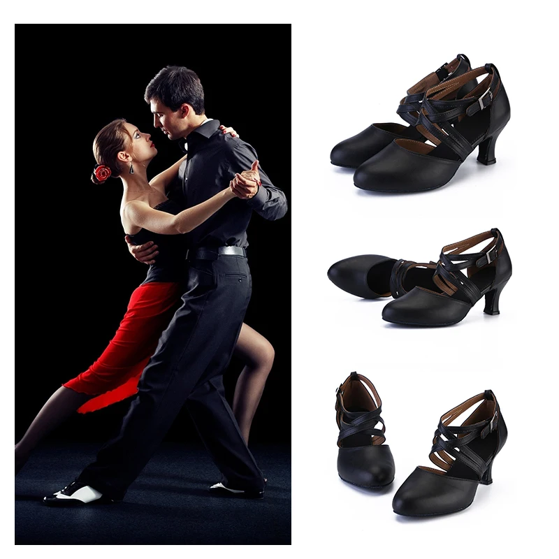SWDZM Ballroom Dance Shoes For Women Black Closed Toe Modern Dance Shoes Salsa Tango Latin Shoes For Girls Ladies Waltz Shoes 6