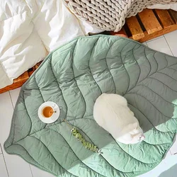 Alfombra de juego para gatear con forma de hoja de bebé, Manta de algodón, decoración de habitación de niño, alfombra de suelo, fotografía de guardería para recién nacido
