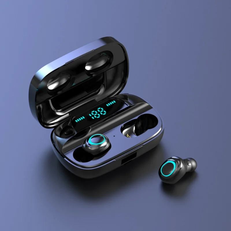 TWS Bluetooth гарнитура 5,0 истинная Беспроводная Двусторонняя стерео с цифровым дисплеем(белый