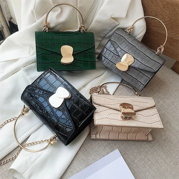 

Chain Women Messenger Bags 2020 New Small Square bag Quality PU Leather Women's Handbag Crocodile pattern Shoulder Bag bolsa Sac