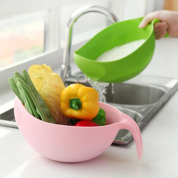 

Kitchen Drain Basket Rinsing Rice Basket Fruit Vegetable Washing Basket Plastic Drain Basket With Handle Home Kitchen Supplies