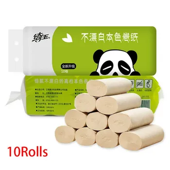 

10rolls Wood Color Toilet Paper Thicken Skin-friendly High Absorption 3 Layers Soft Toilet Tissue Cleaning Bathroom Paper z2