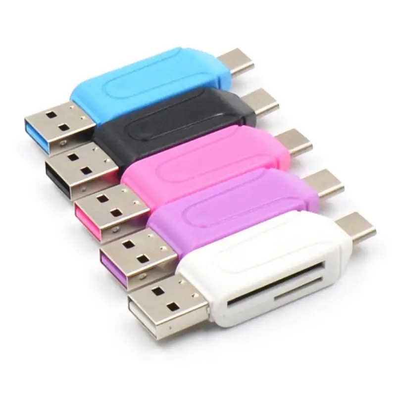 NEW Type-C & USB 2 In 1 OTG Card Reader High-speed USB2.0 Universal OTG TF/SD For Android Computer Extension Headers usb to iphone converter Adapters & Converters