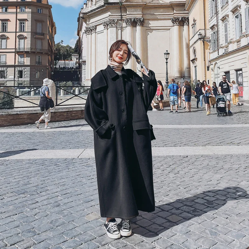 Модное женское Шерстяное Пальто 2019 зимнее Новое корейское стильное темпераментное женское Шерстяное Пальто однобортное пальто с