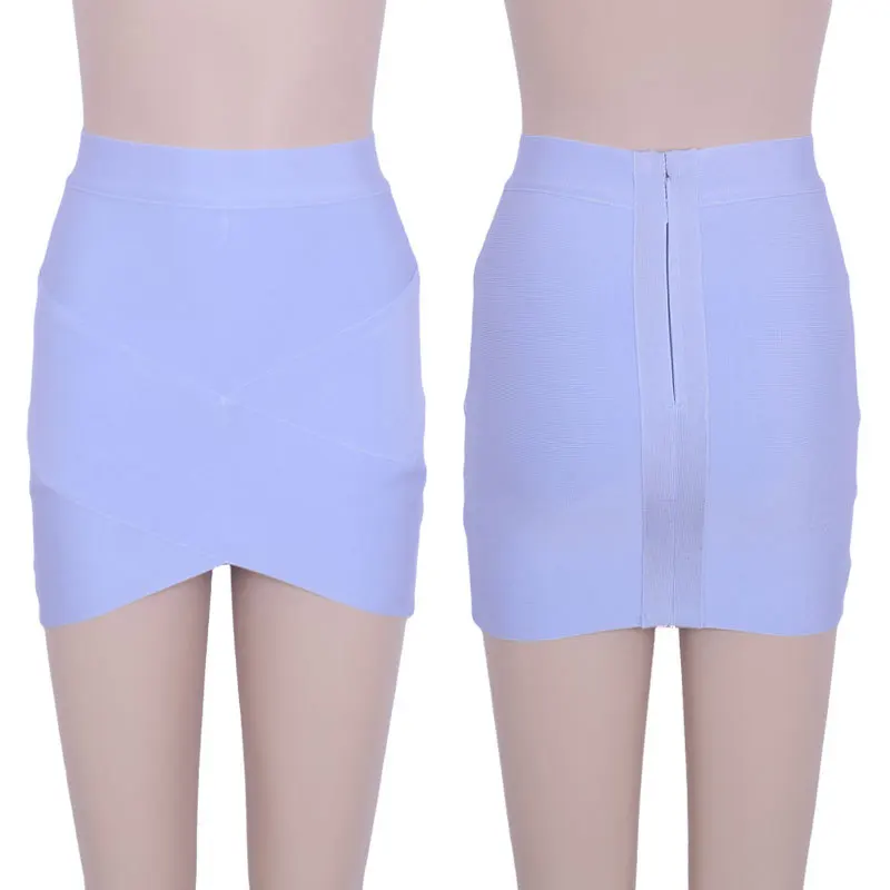 Light blue Ocstrade Новинка летняя серая Асимметричная облегающая бандажная юбка женская мини юбка с высокой талией красный черный белый розовый - Цвет: Light blue