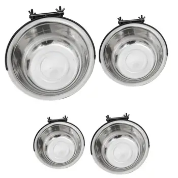 

Stainless Steel Feeder Pet Bowl Pet Removable Cage Hanging Durable Dog Water Food Bowl 4 Size