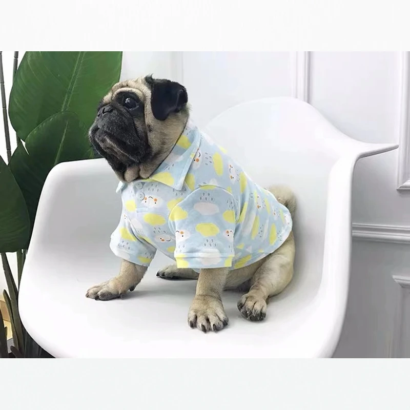 French Bulldog Cartoon Summer POLO Shirt T-shirt Vest Coat Pet Dog Clothes Small Medium Dogs Teddy Chihuahua Pug Sweater KLC16
