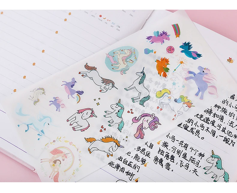 6 шт./компл. Kawaii Единорог Стикеры s Набор «сделай сам» для милый мультфильм клейкий стикер тетрадь для записей в форме пули аксессуары для журналов школьные канцелярские принадлежности