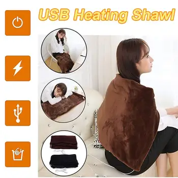 

USB Electric Heating Blanket Electric Heated Shawl Washable Warm Blanket Adjustable 3 Temperature With Timing Function
