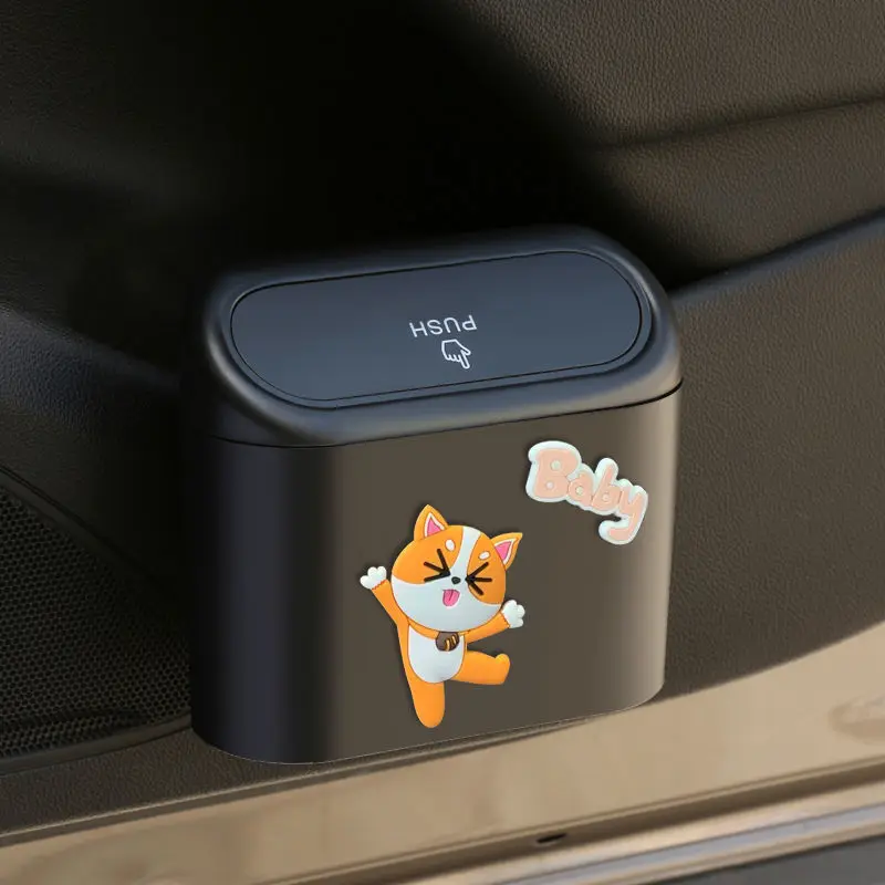 Car Trash Can Door Hanging Storage Bin Cartoon Multifunctional Front Storage Bin Creative Car Supplies